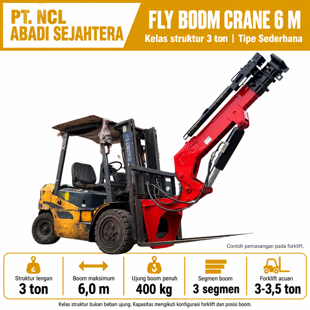 Foto utama NCL Fly Boom Crane 6,0 m, kelas struktur 3 ton