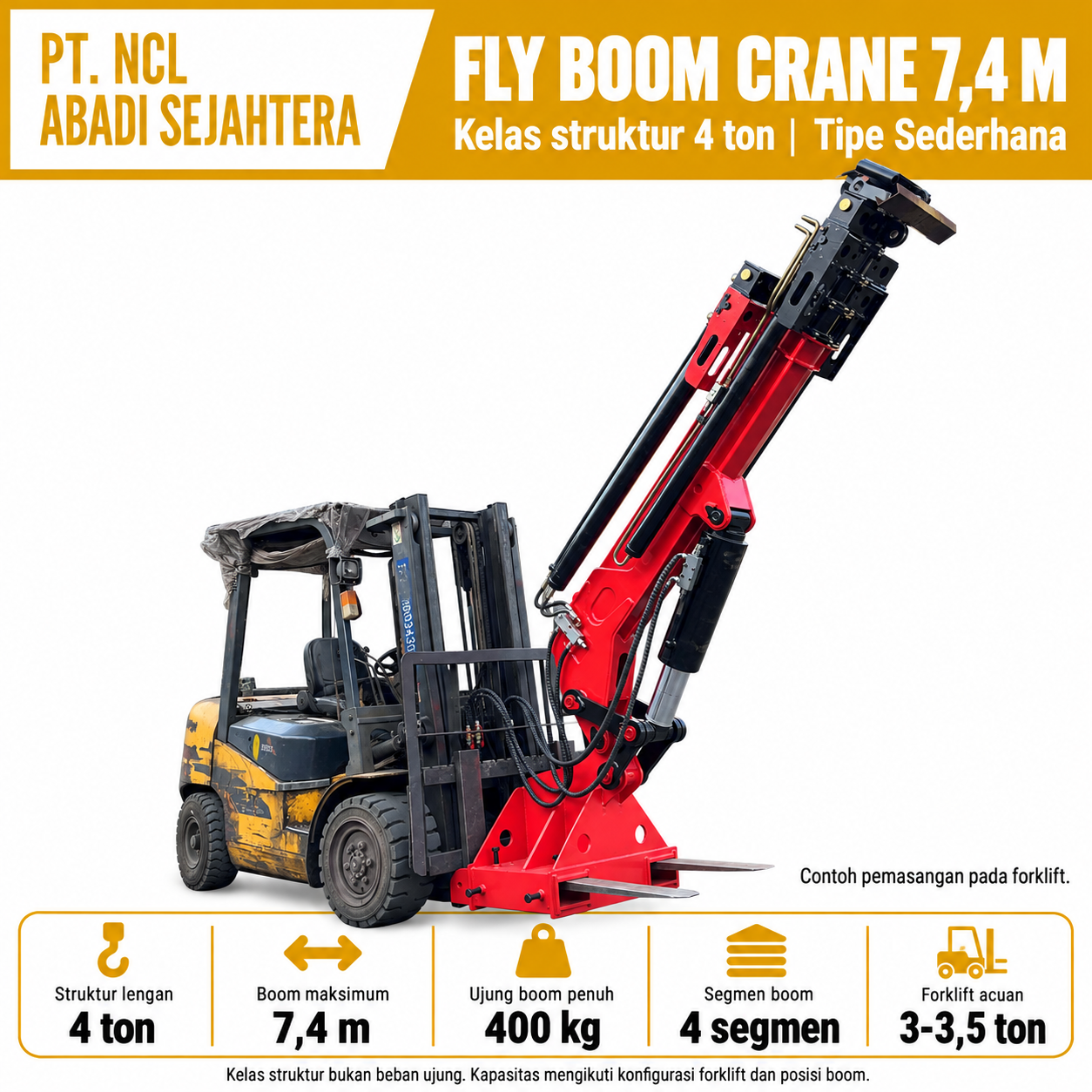 Foto utama NCL Fly Boom Crane 7,4 m, kelas struktur 4 ton