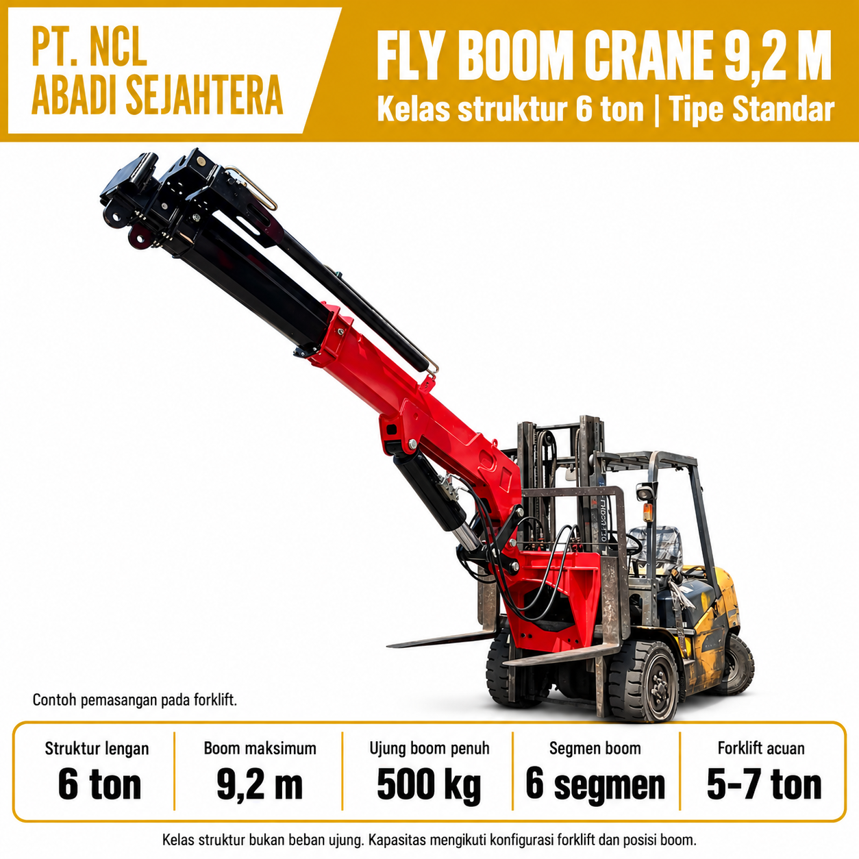 Foto utama NCL Fly Boom Crane 9,2 m, kelas struktur 6 ton