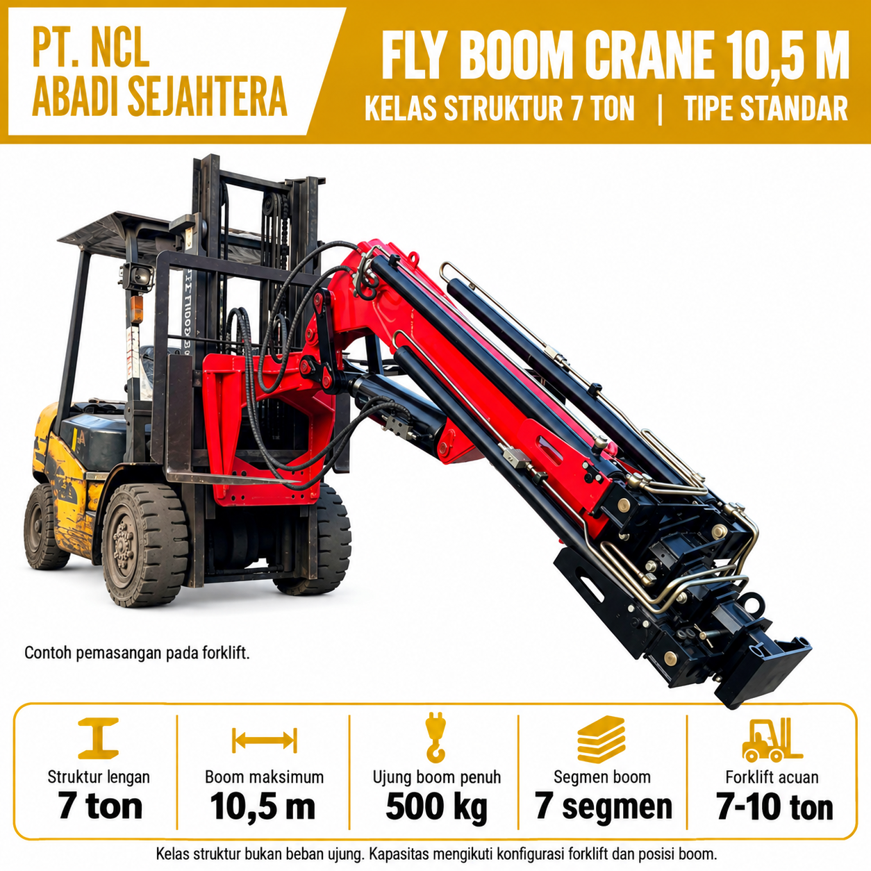 Foto utama NCL Fly Boom Crane 10,5 m, kelas struktur 7 ton