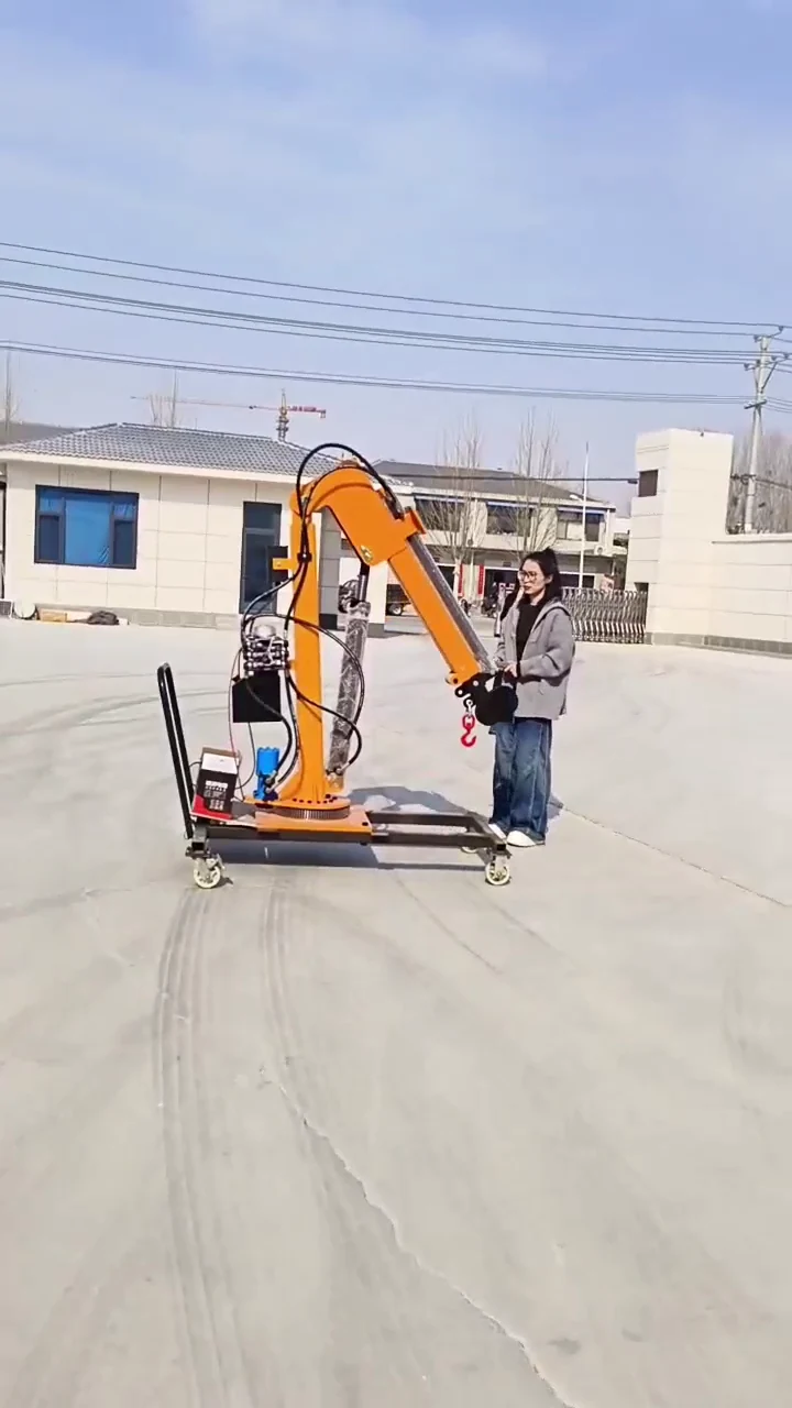 Mini Crane Mobile 1 Ton Rotasi 360° — Cuplikan video sumber — dokumentasi seri mini crane di lapangan