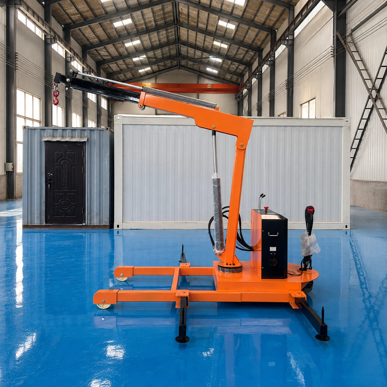Mini Crane Mobile 1 Ton Full Electric 180° — Dokumentasi produk — posisi boom mendatar