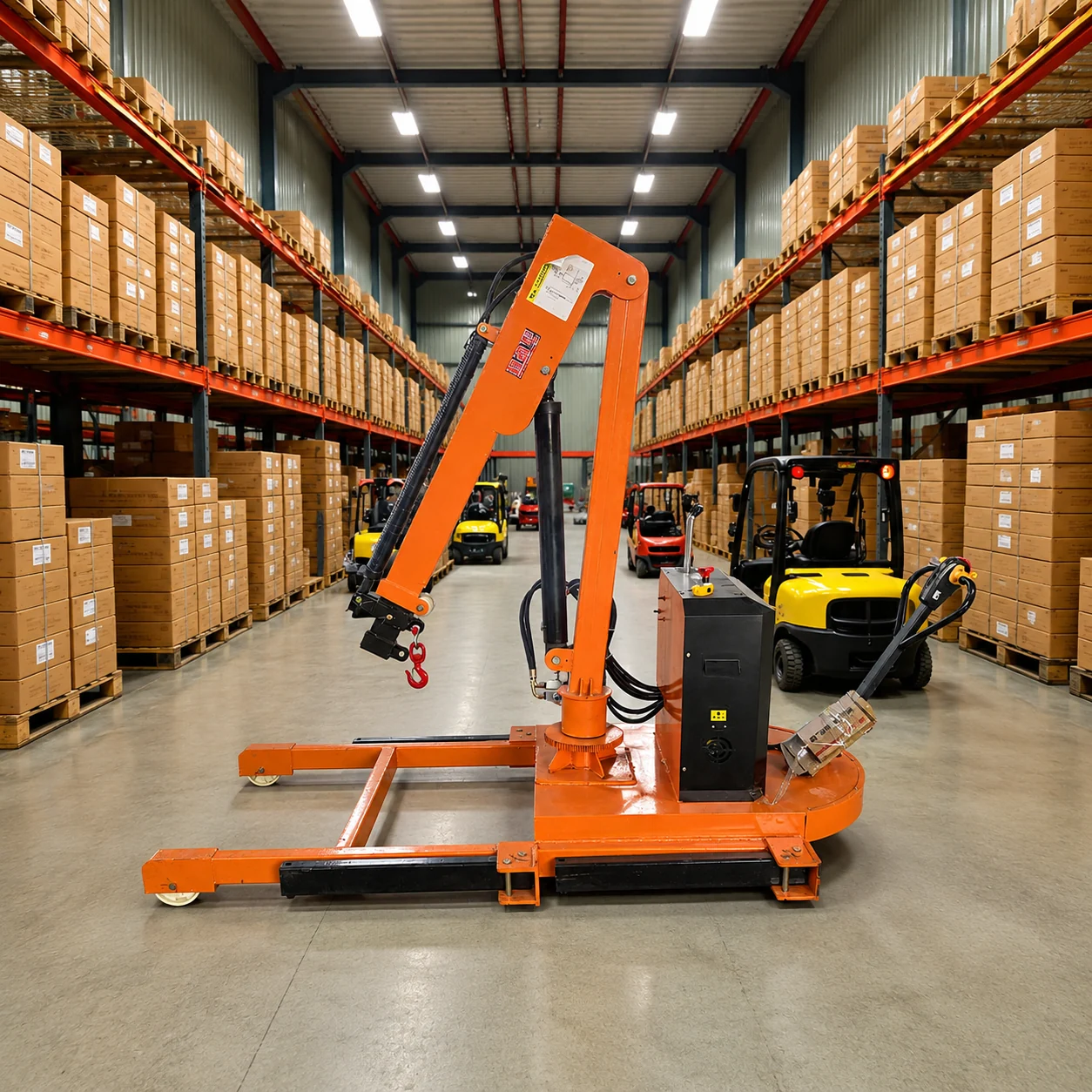 Mini Crane Mobile 1 Ton Full Electric 180° — Dokumentasi produk — posisi unit terlipat