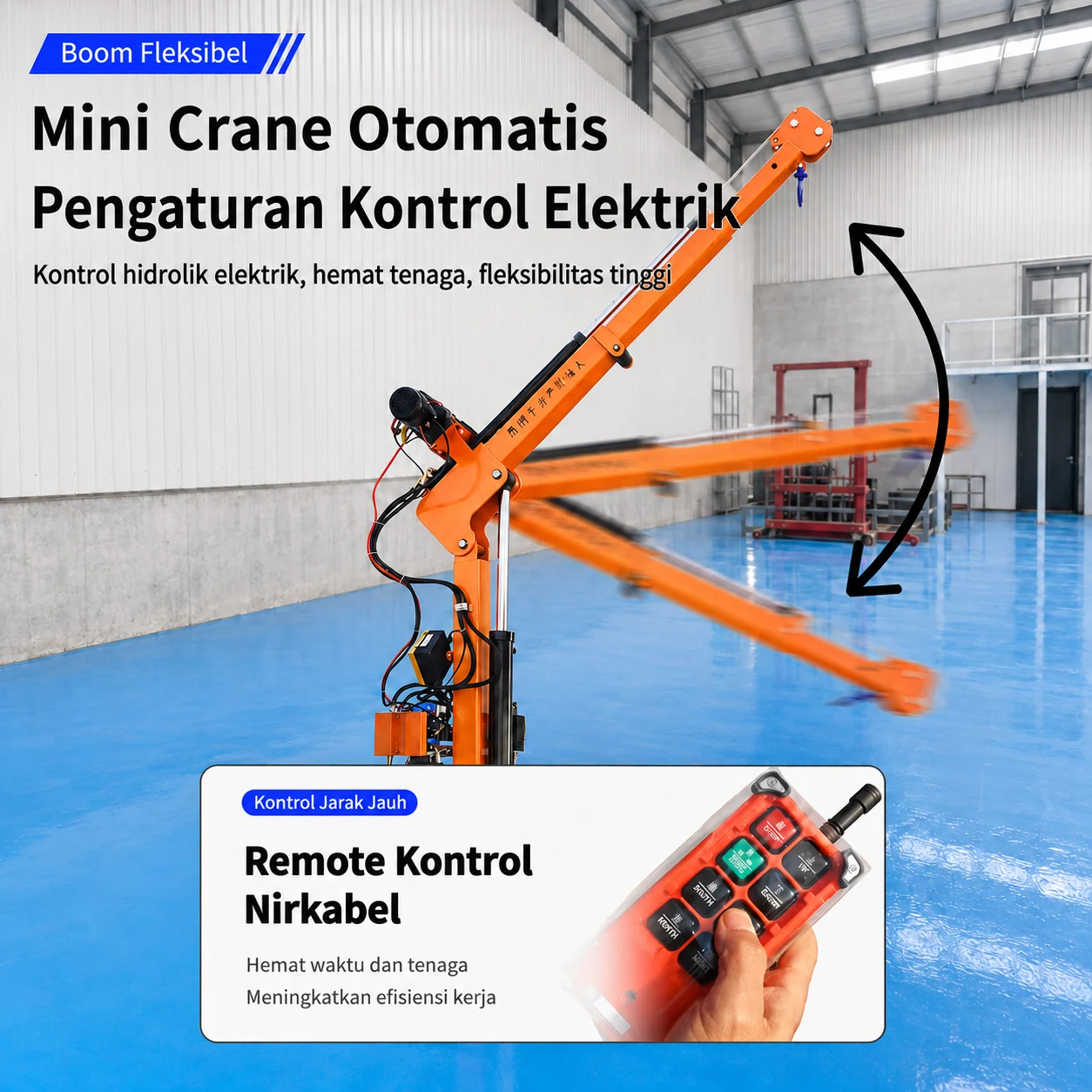 Mini Crane Mobile 1 Ton Rotasi 360° — Pilihan kontrol pada seri mini crane elektrik