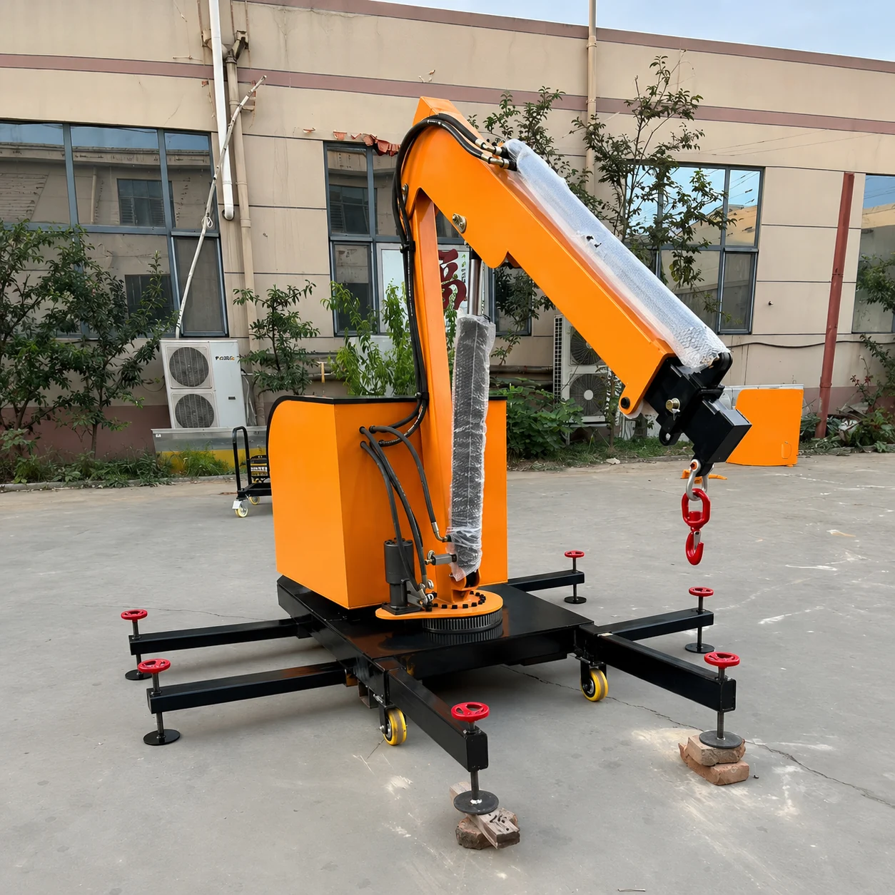 Mini Crane Mobile 2 Ton Full Electric 360° — Dokumentasi produk — posisi kaki penyangga