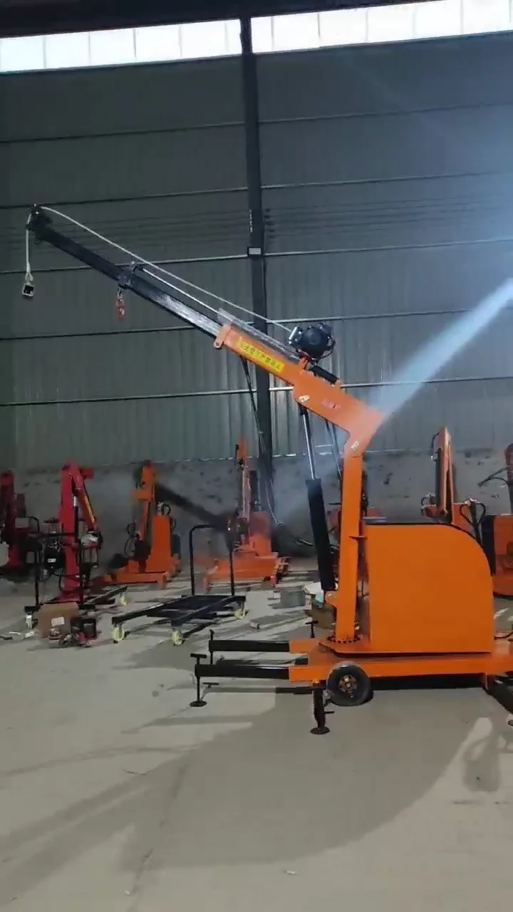 Mini Crane Mobile 2 Ton Full Electric 360° — Cuplikan video sumber — unit di area workshop