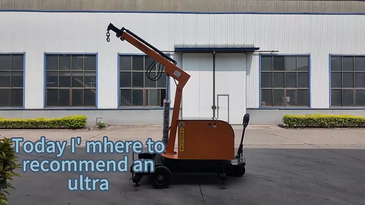 Mini Crane Mobile 2 Ton Full Electric 360° — Cuplikan video sumber — unit di area luar workshop