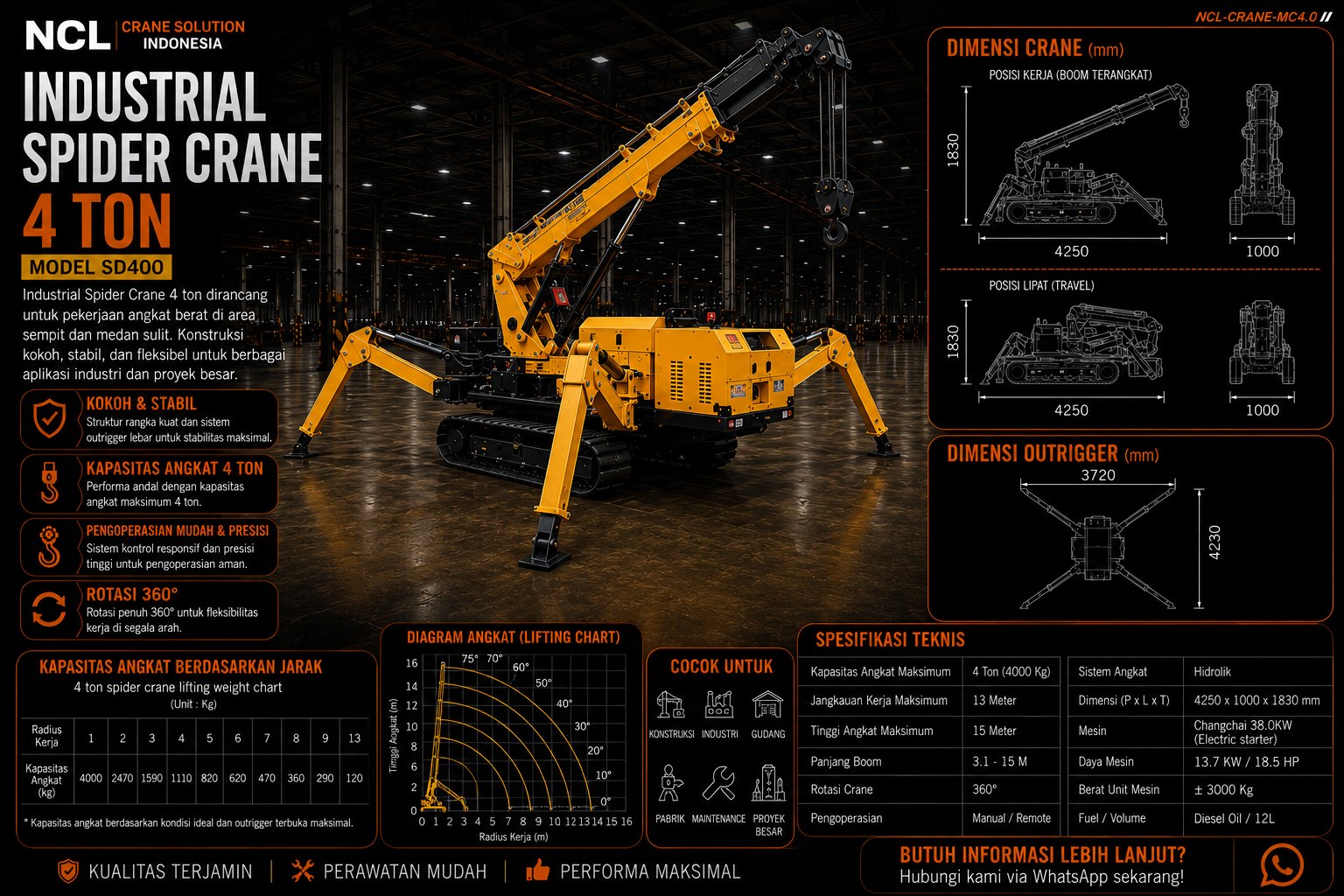 Industrial Spider Crane 4 Ton — 4T Industrial Spider