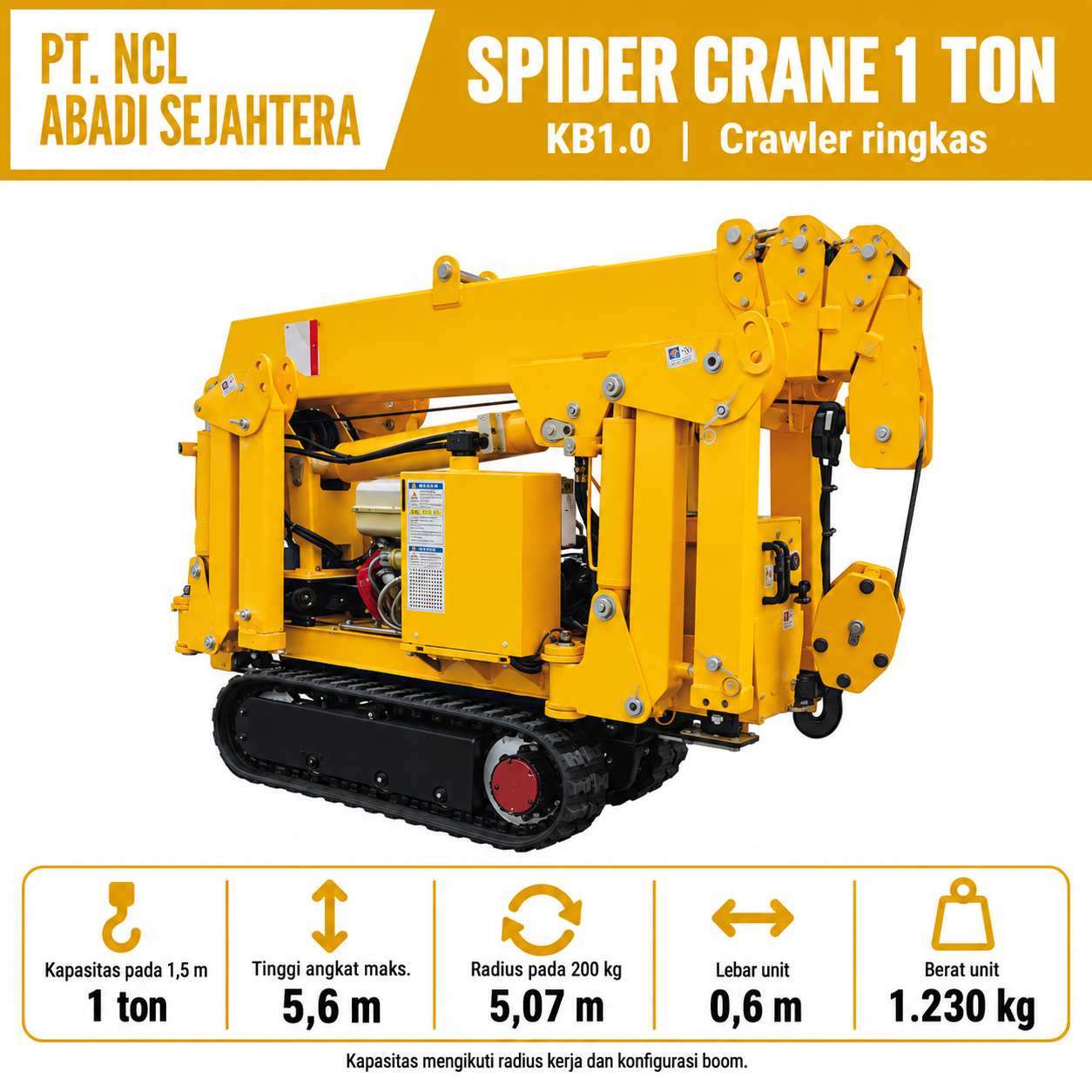 Foto utama NCL Mini Spider Crane 1 Ton KB1.0